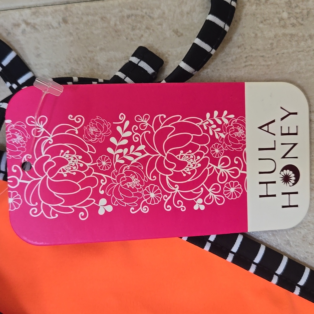 New Hula Honey Pink/Orange Side Tie Bikini Bottoms - Picture 2 of 6